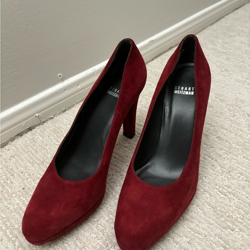 Stuart Weitzman Burgundy Red Suede Heels/pumps